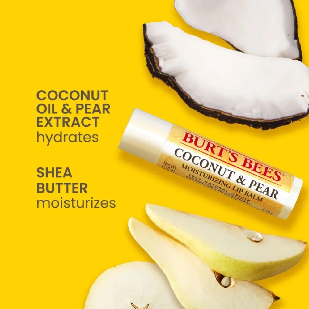 Burts Bees Best Lip Balm Favorite 4-pk  Vanilla Bean Strawberry Coconut + Pear